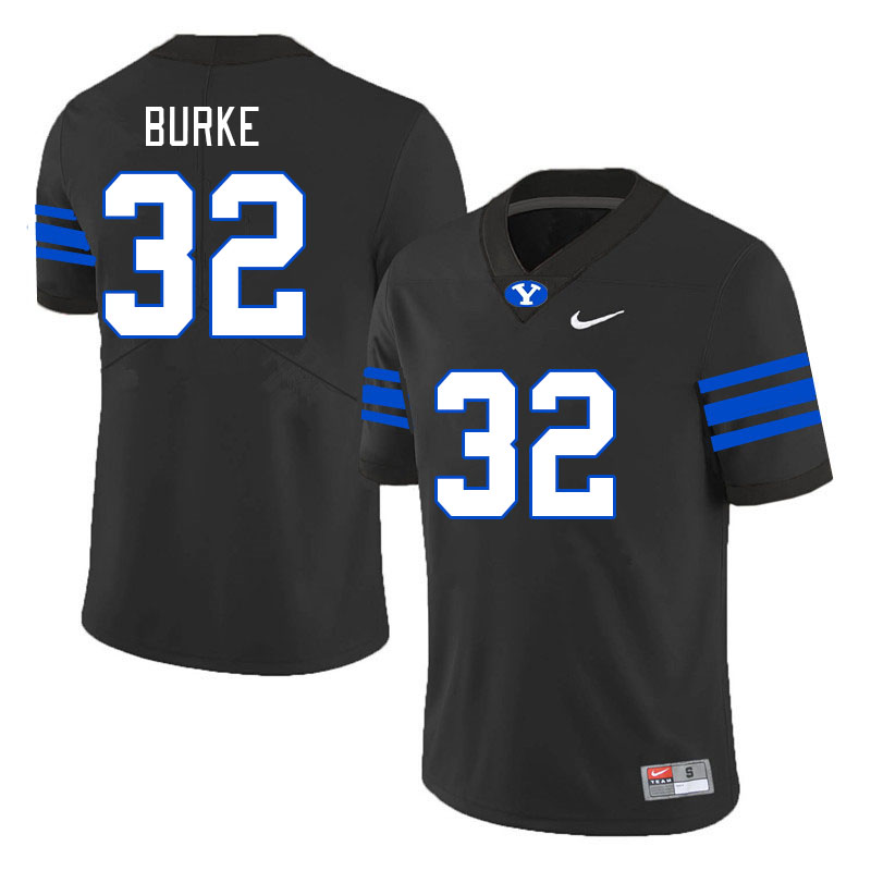 Men #32 Ty Burke BYU Cougars College Football Jerseys Stitched-Black - Click Image to Close